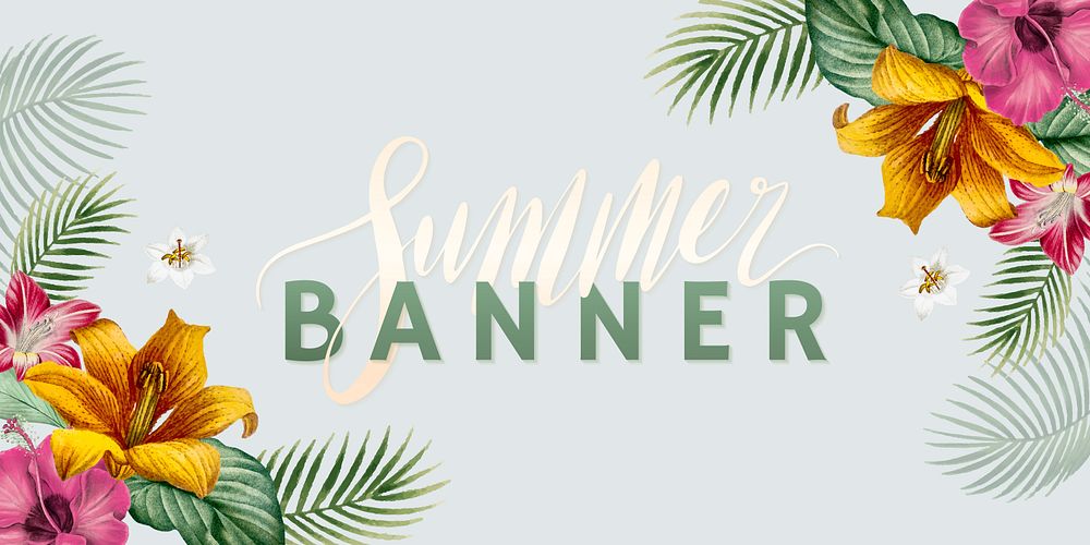 Tropical gray banner with design space vector