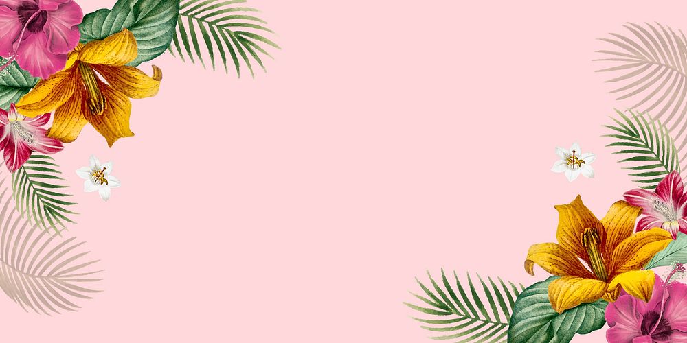 Tropical pink banner with design space vector