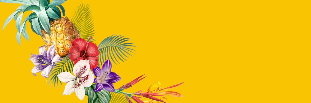 Tropical yellow banner with design space