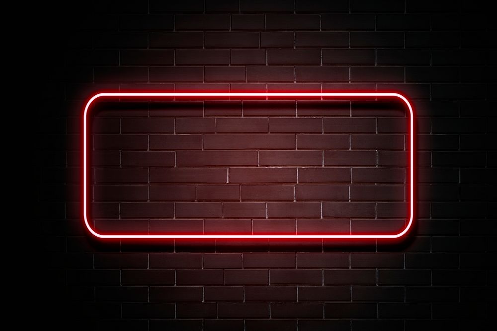 Neon red banner on a wall