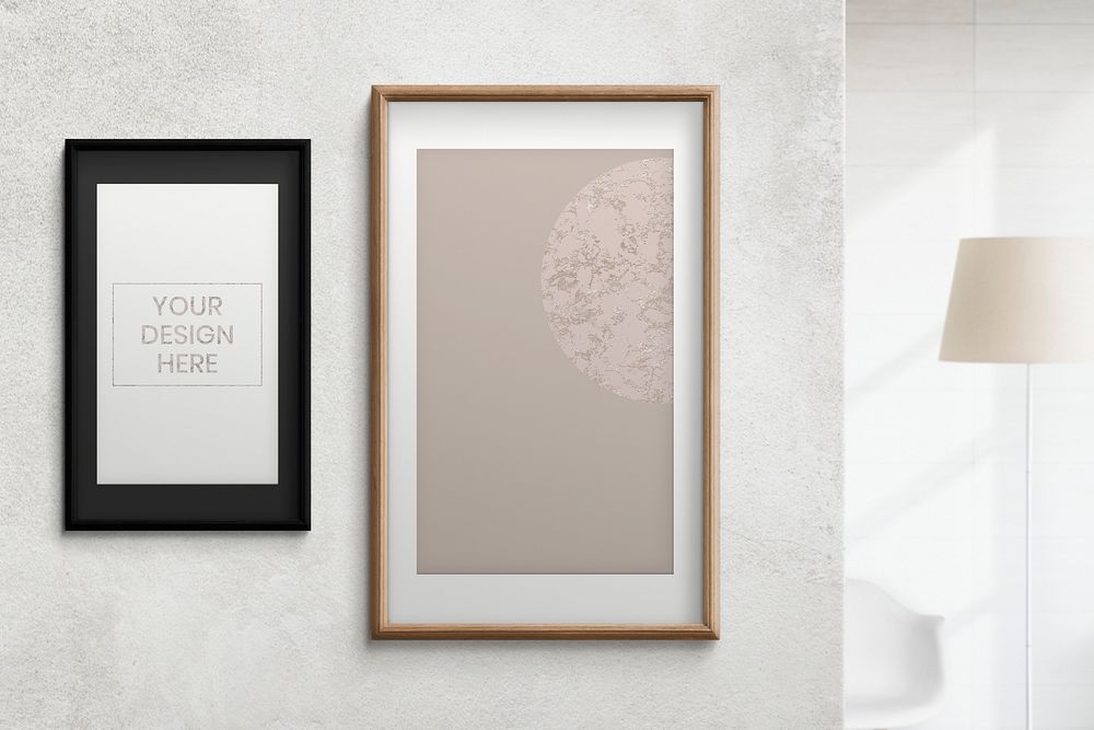 Frames mockup on a gray wall