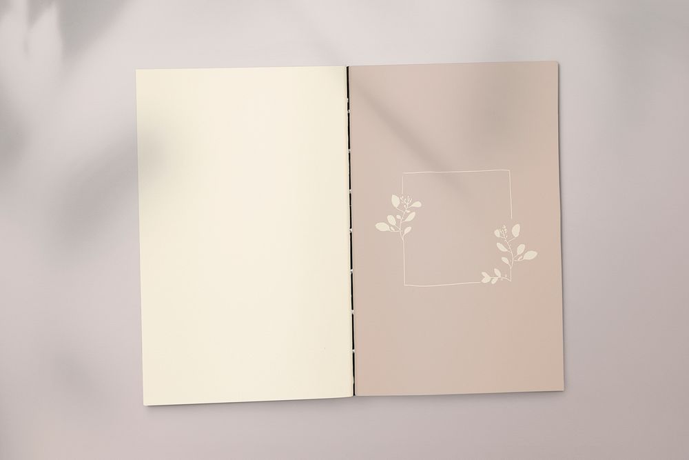 Botanical frame on notebook mockup illustration