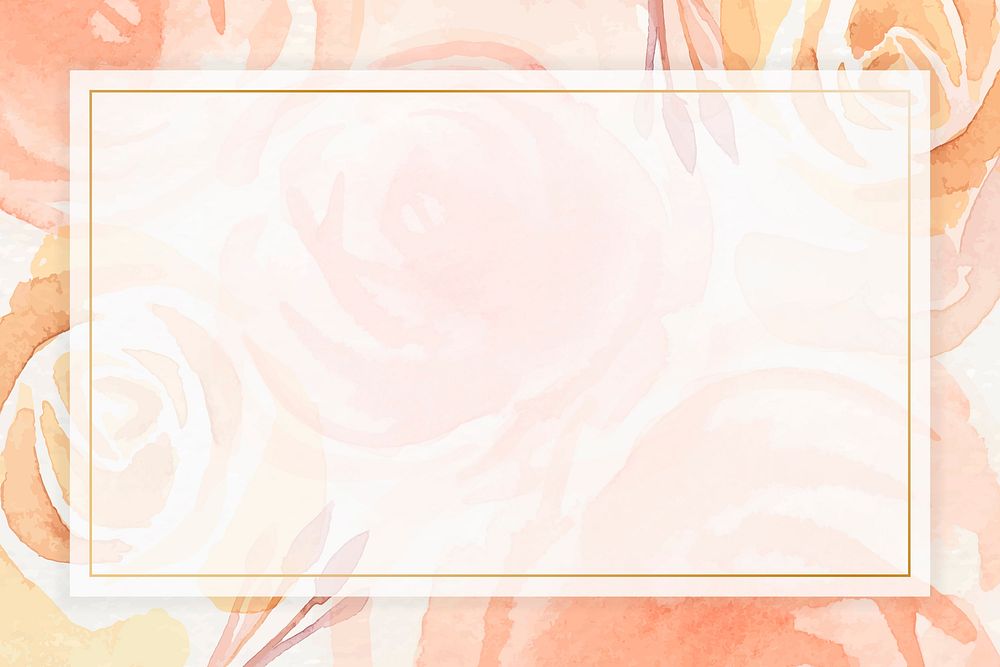 Blank rectangle orange rose frametemplate vector