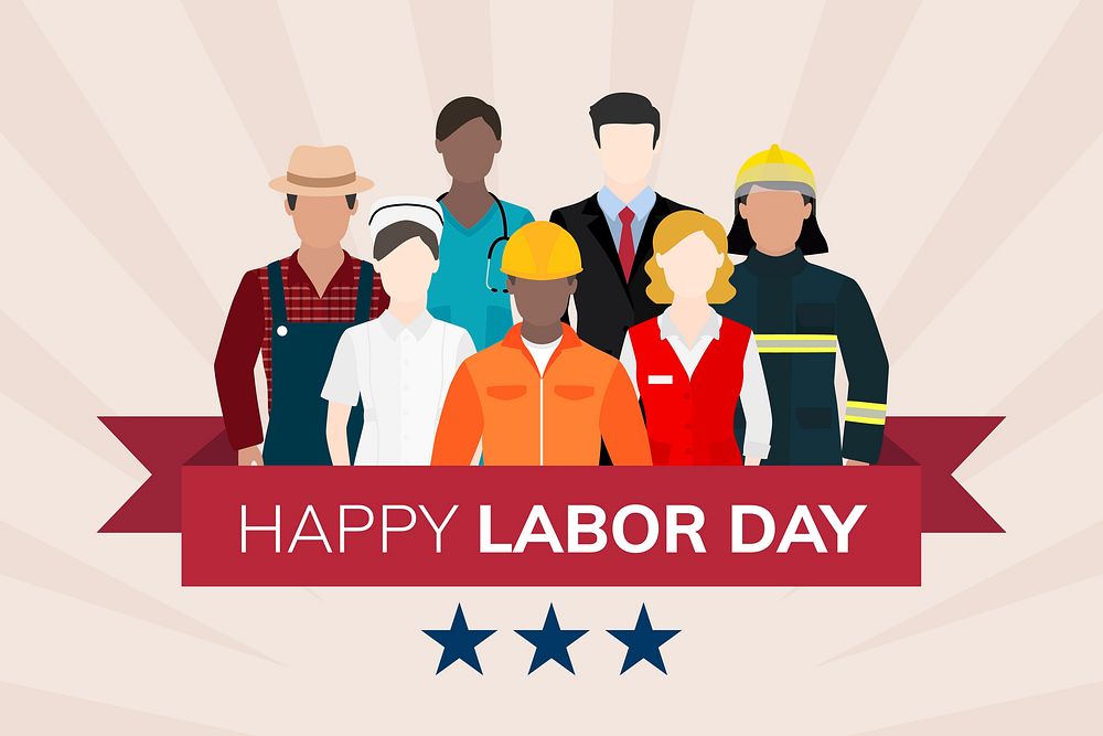 Diverse occupation celebrating labor day vector
