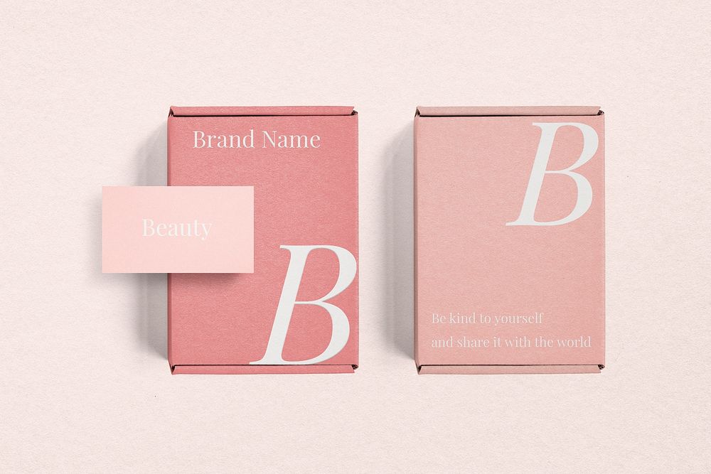 Pink packaging mockup psd, feminine fashion company 