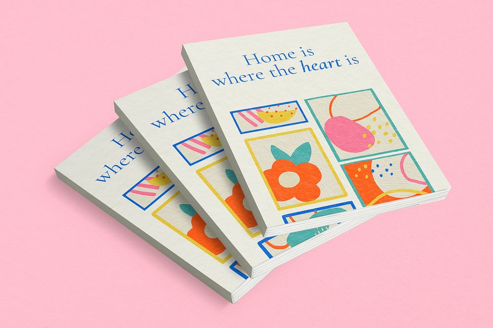 Cute book cover mockups, colorful design psd