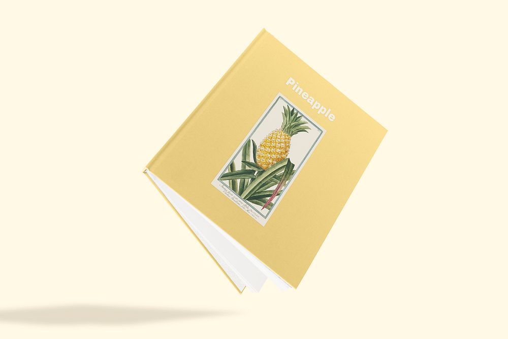 Pineapple book mockup psd, editable design
