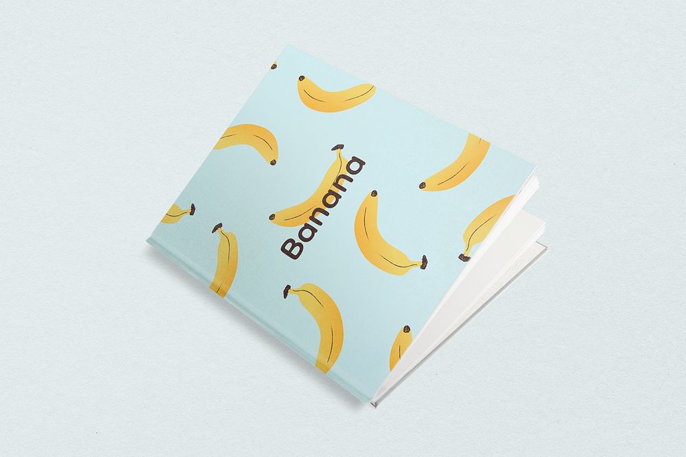 Banana book cover mockup psd, cute editable design