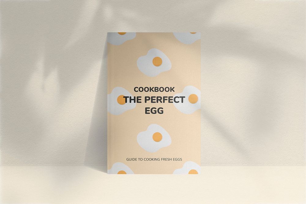Cute book mockup psd, egg recipe  