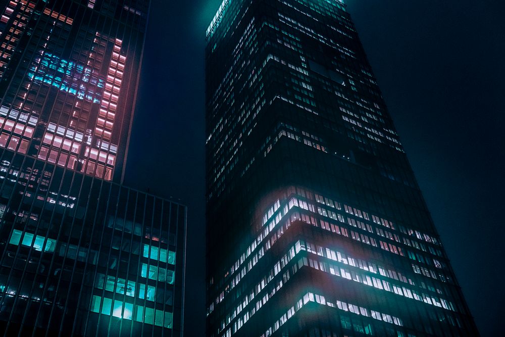 Office buildings at late night
