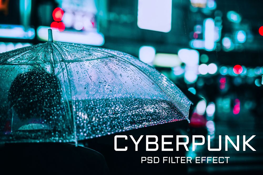 Cyberpunk PSD filter effect, Photoshop add-on