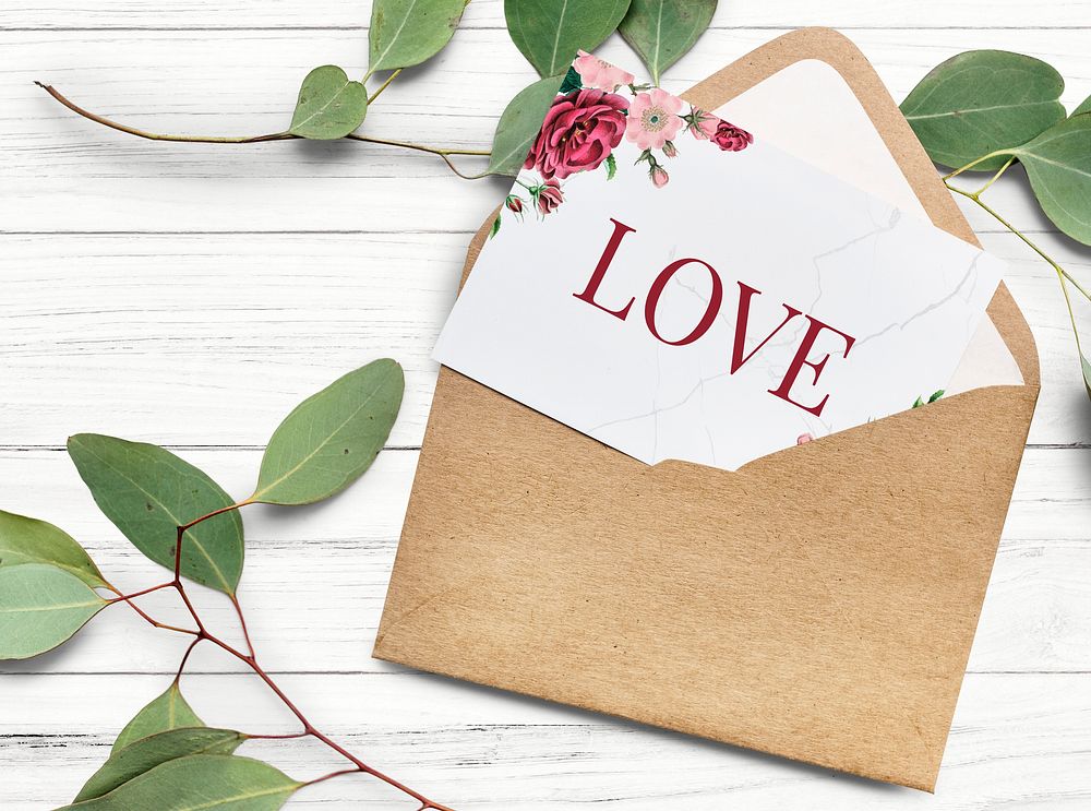 Love greetings card design with an envelope