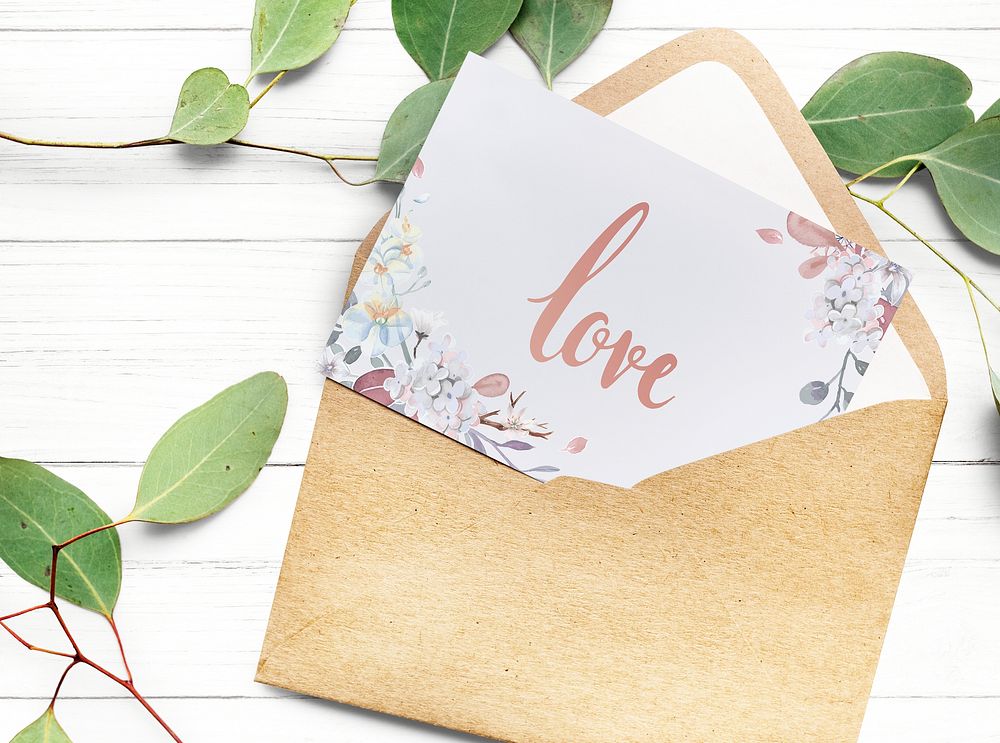 Love greetings card design with an envelope