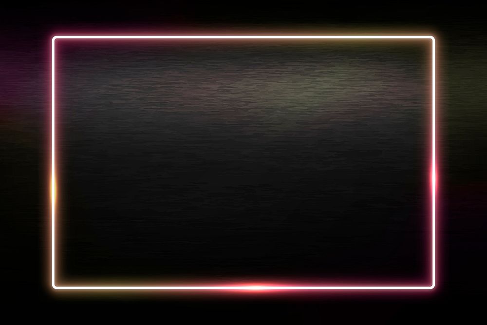 Rectangle neon frame on a black background vector