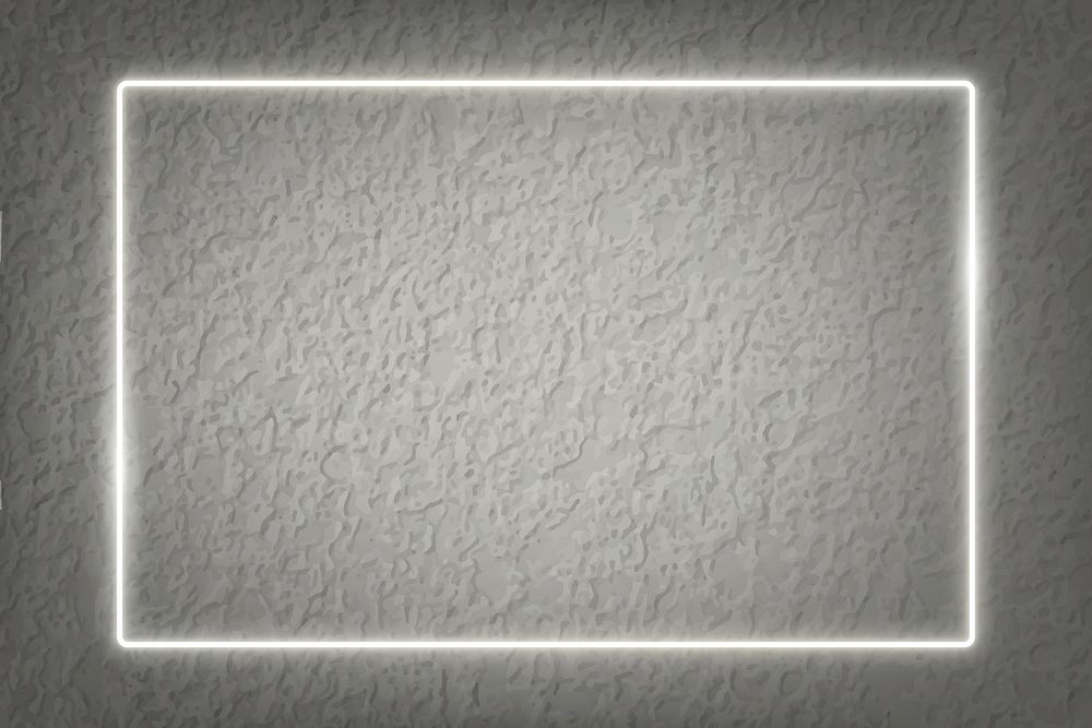 Rectangle white neon frame on a beige cement background vector