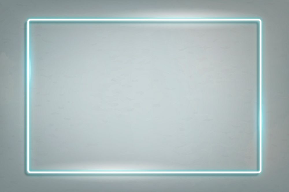Rectangle blue neon frame on a gray background vector