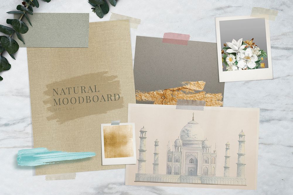 Natural paper board  mockup illustration set