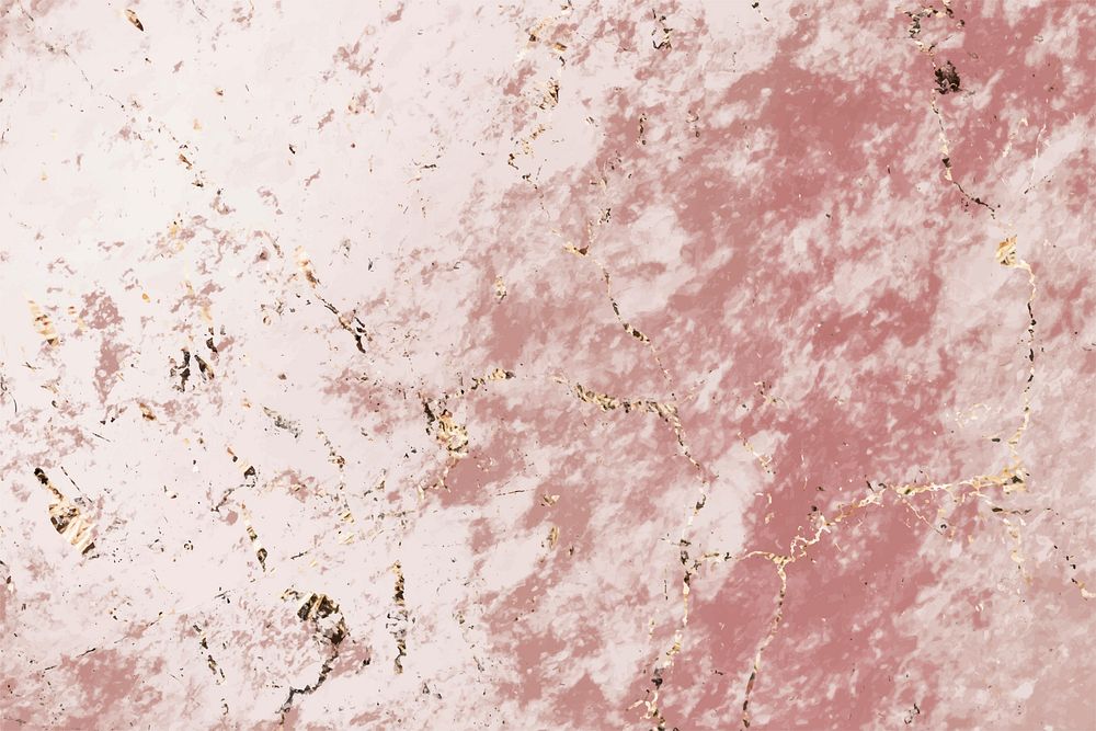 Pink and gold marble textured background vector
