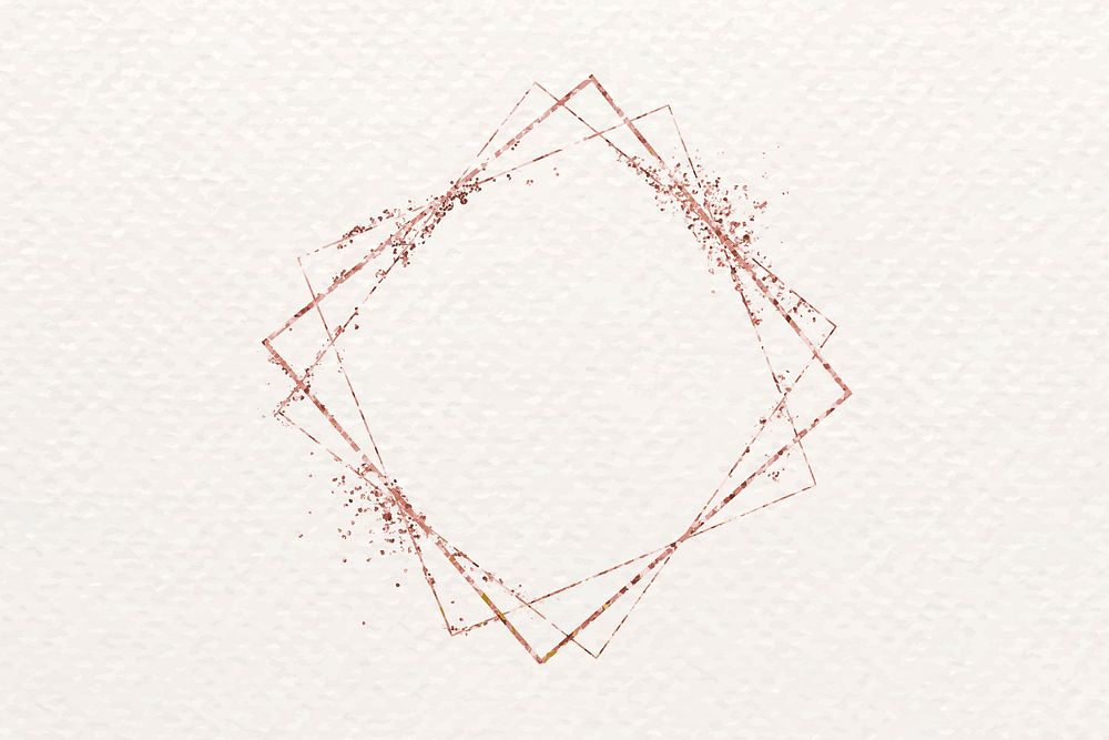 Pink gold rhombus frame on white background vector