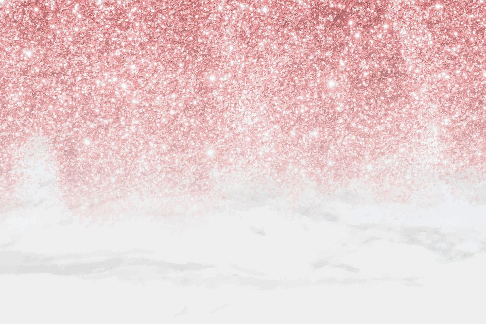 Pink glittery pattern on white marble background vector