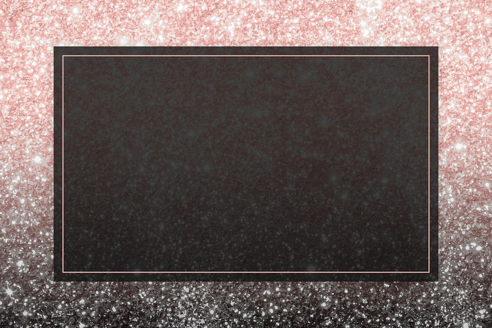 Pink gold rectangle frame on glittery background vector