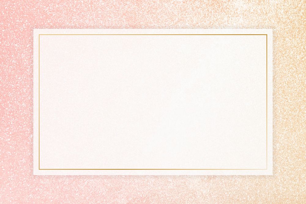 Gold rectangle frame on glittery background vector