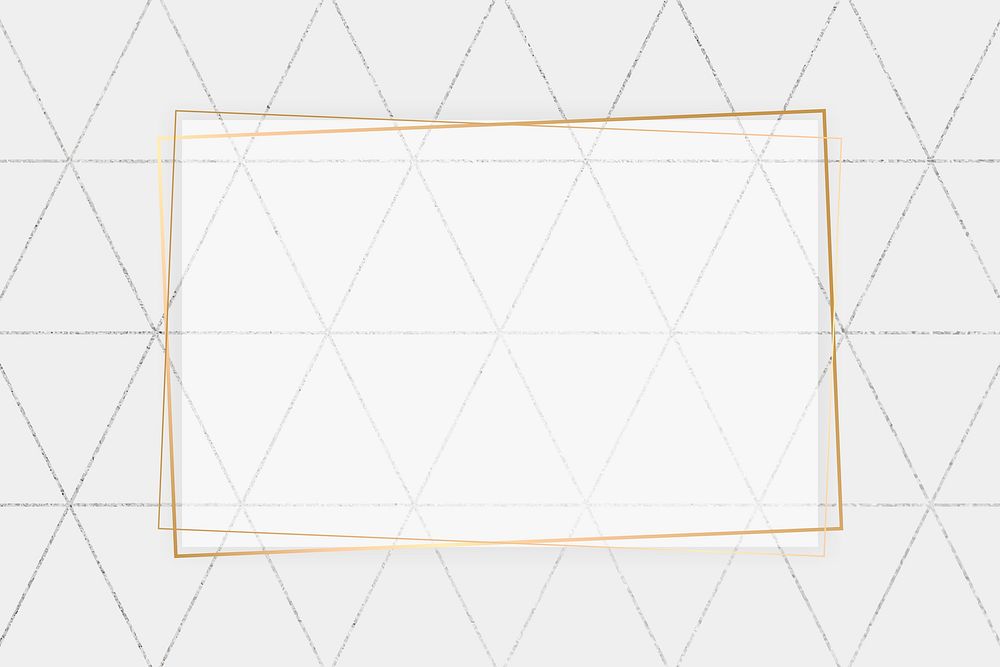 Gold rectangle frame on harlequin patterned background vector