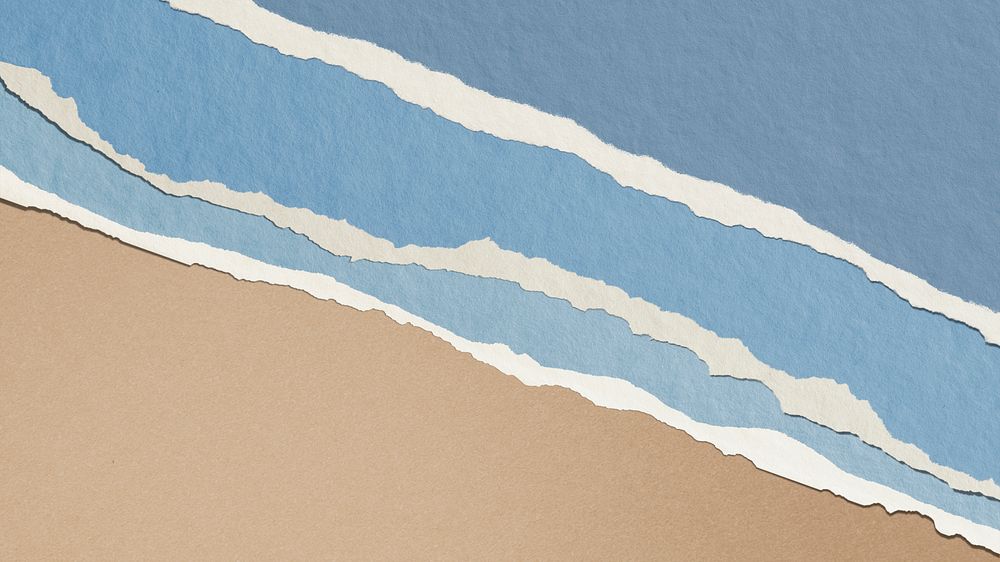 Beach desktop wallpaper, torn paper background