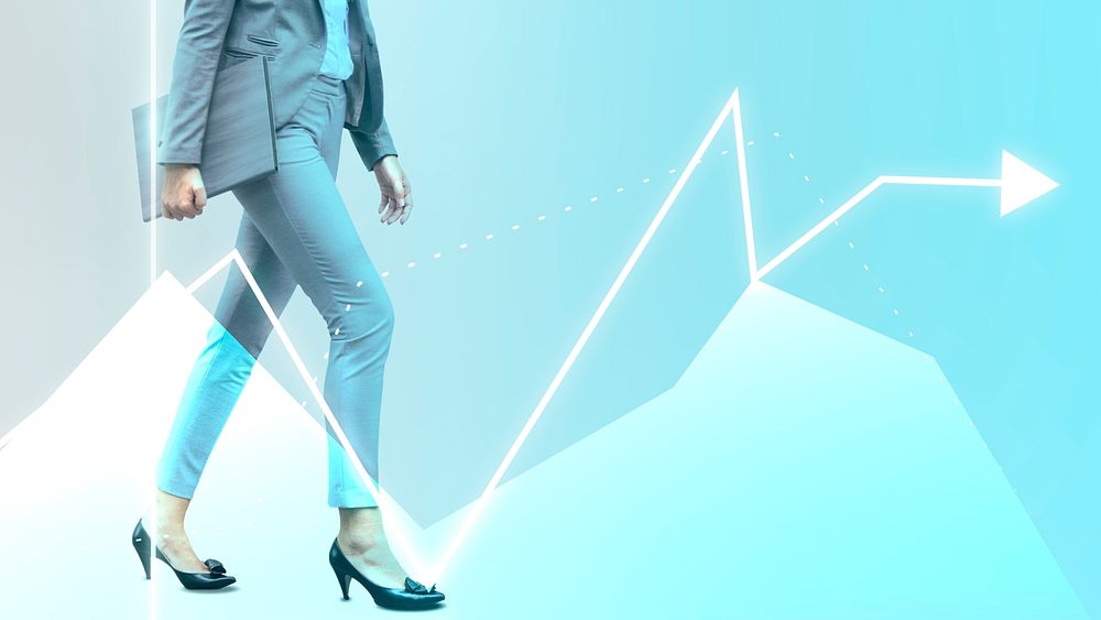 Businesswoman walking on a digital background