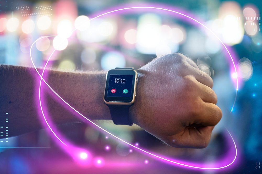 Man wearing a digital smartwatch
