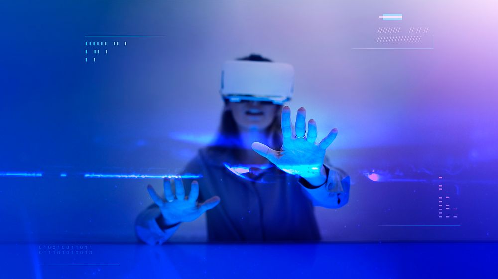 Woman enjoying a simulation from vr headset