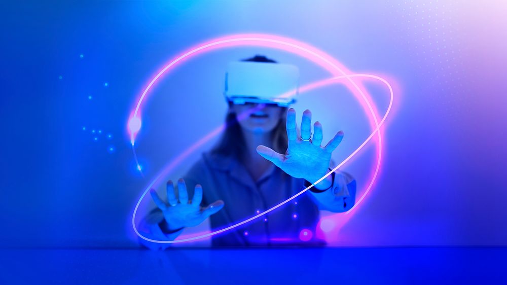Woman enjoying a simulation from vr headset