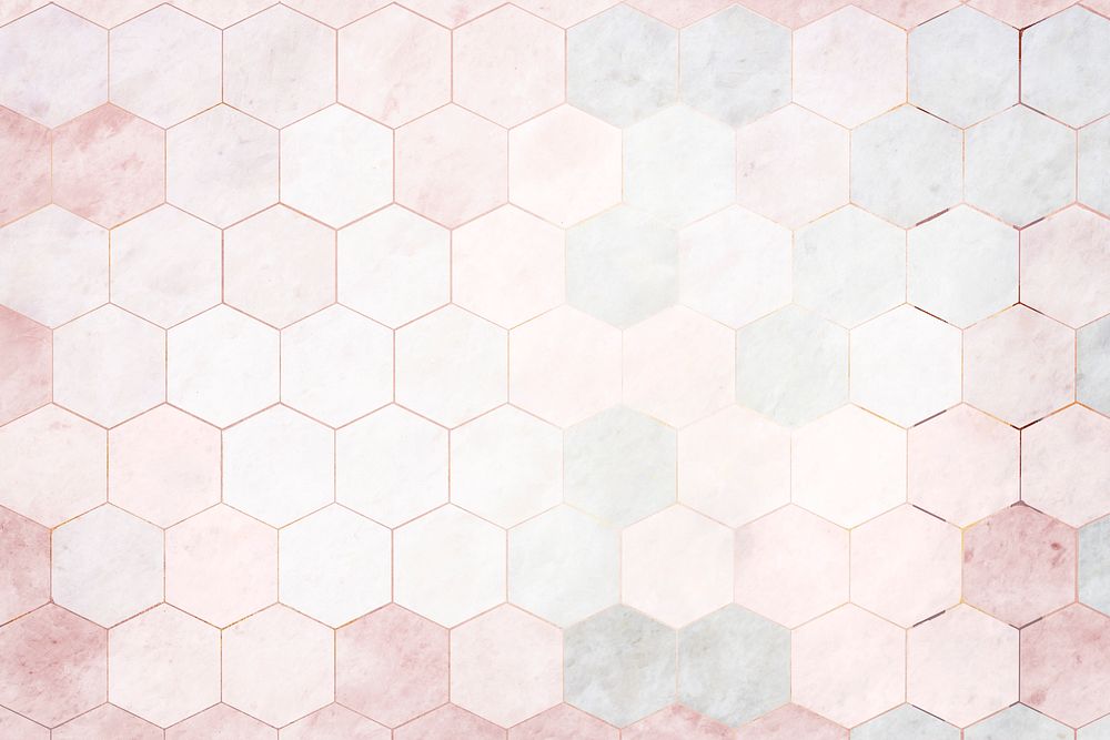 Hexagon pink marble tiles patterned background