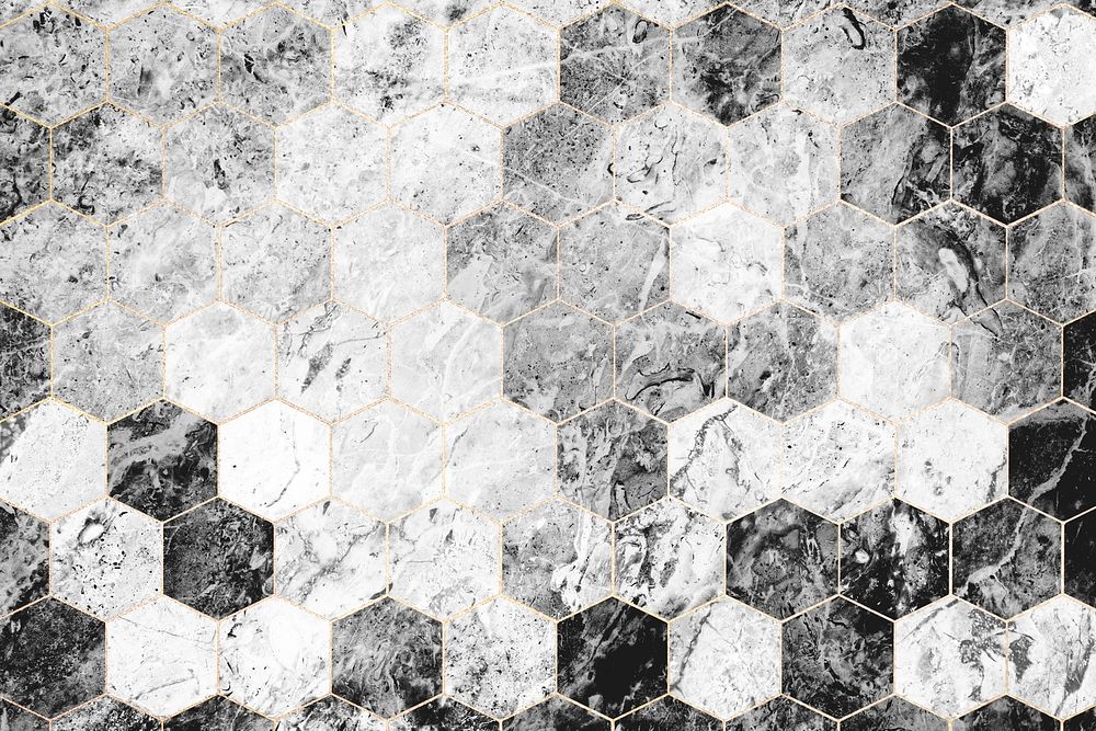 Hexagon gray marble tiles patterned background