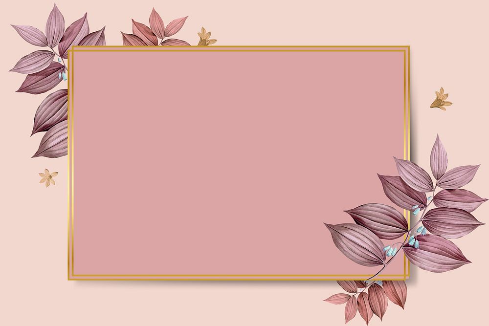 Rectangle foliage frame on peach background vector