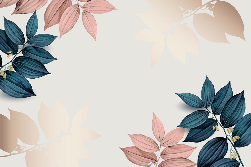 Pink and blue leaf pattern background vector