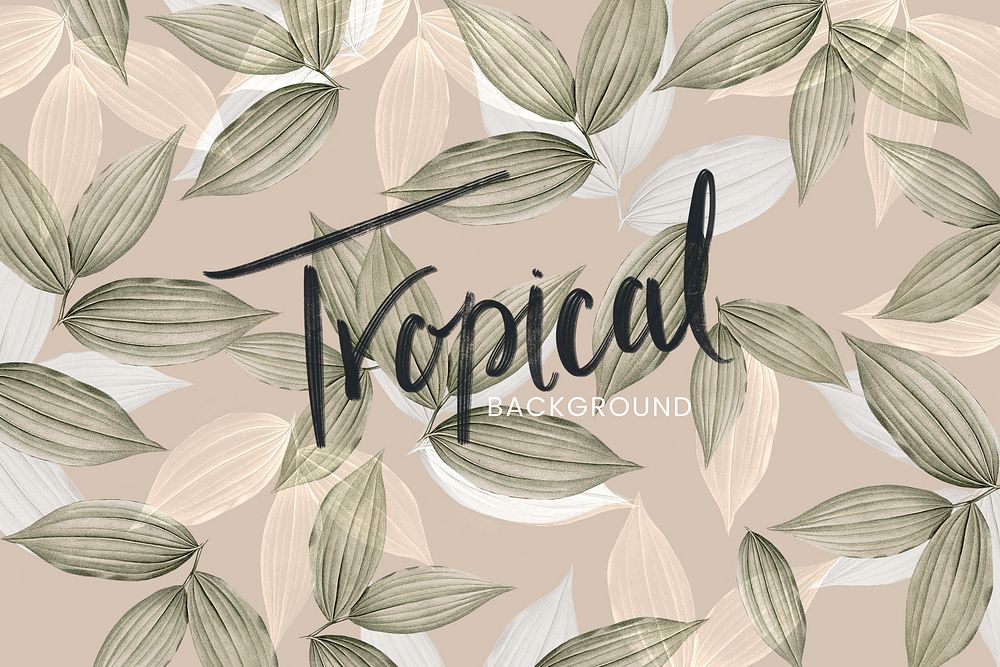 Beige tropical leafy background illustration