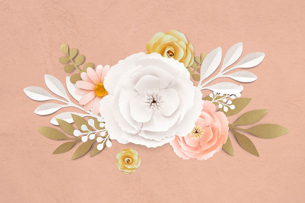 White paper craft flower banner illustration
