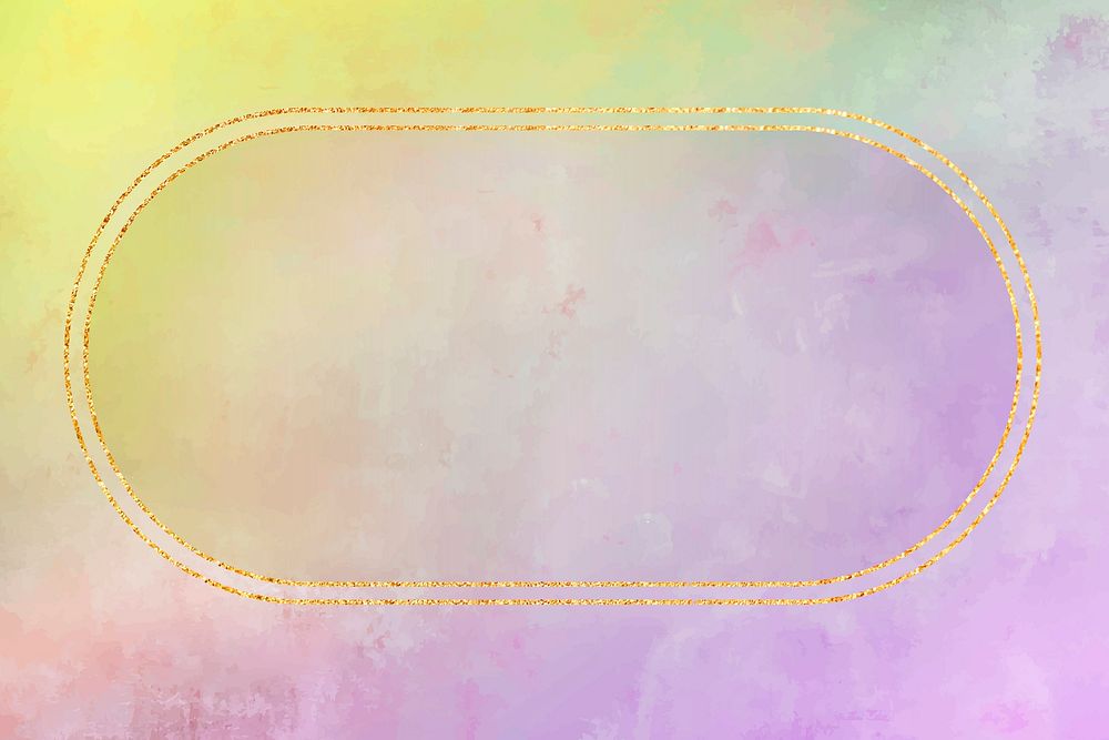Oval gold frame on purple background vector