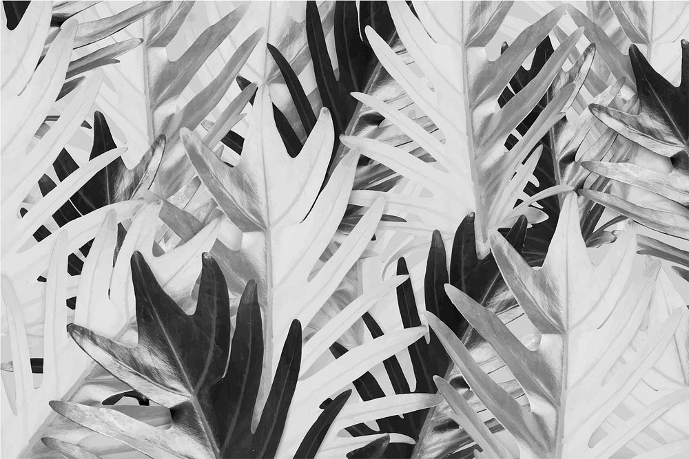 Gray palm leaf patterned background