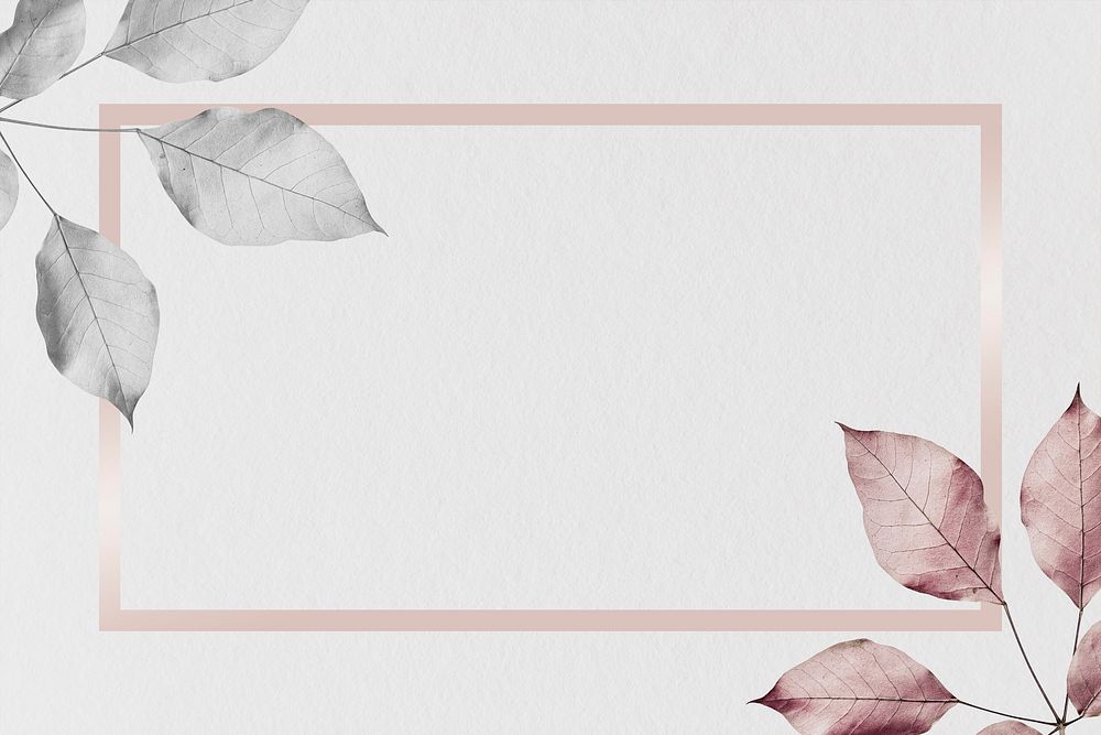 Metallic pink and silver leaves pattern background illustration