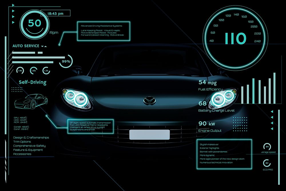 Blue neon sports car design