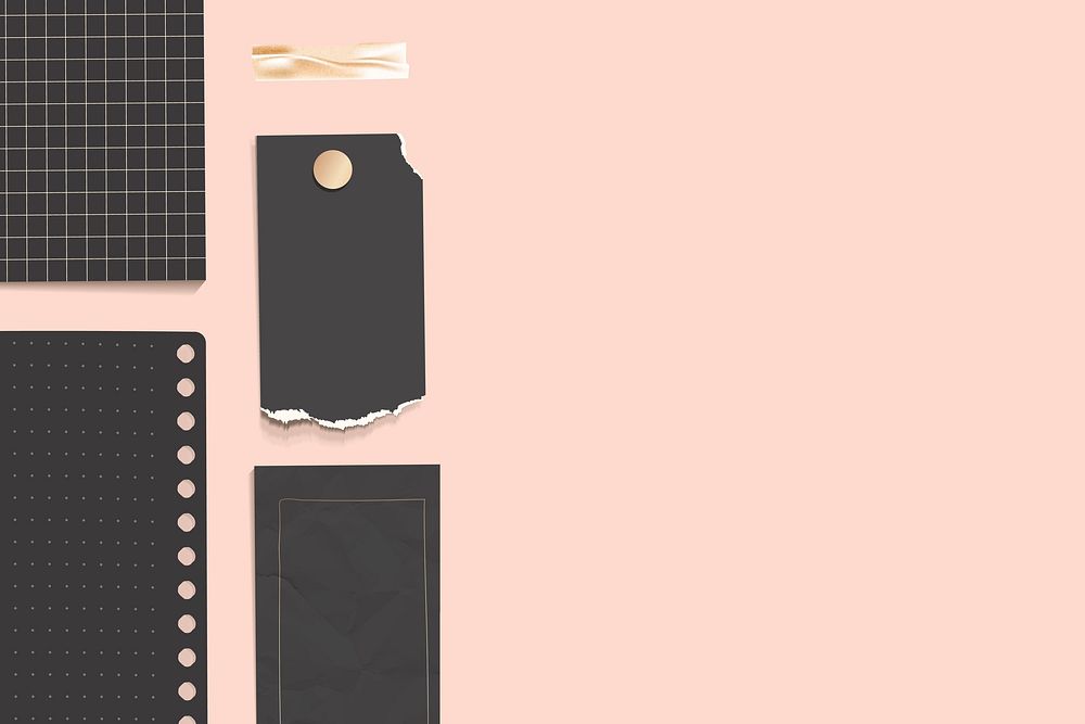 Black ripped notes on a peach background vector
