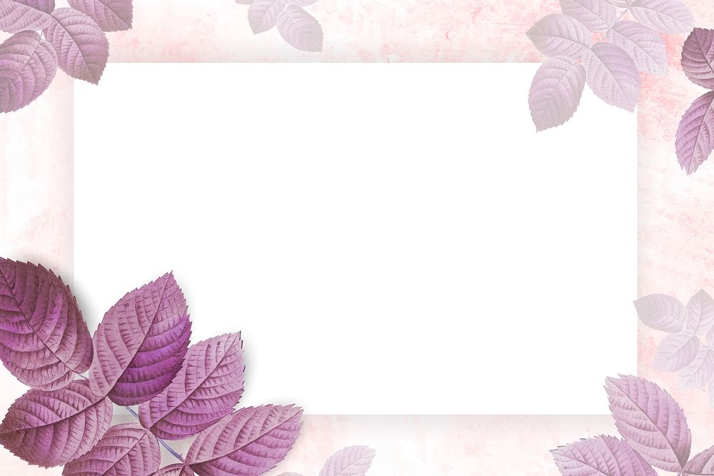 Pink foliage pattern frame vector