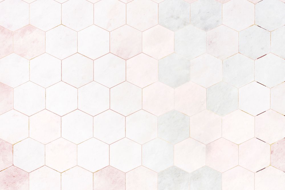 Hexagon pink marble tiles patterned background