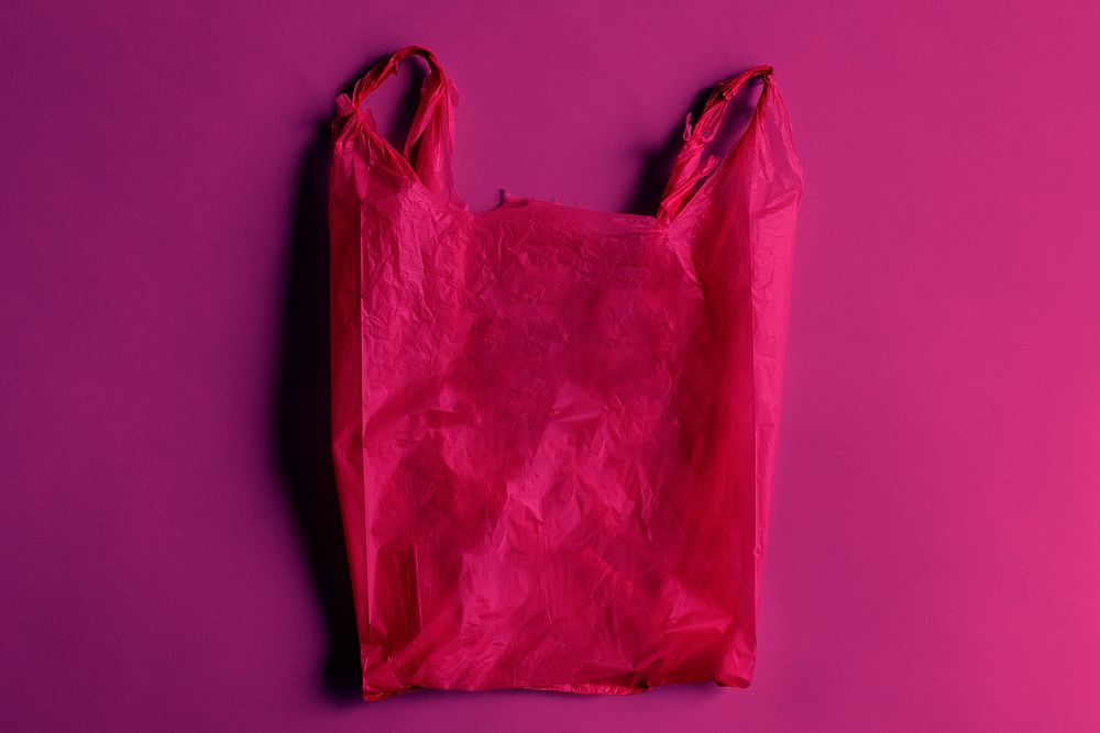 Red hazardous plastic bag design