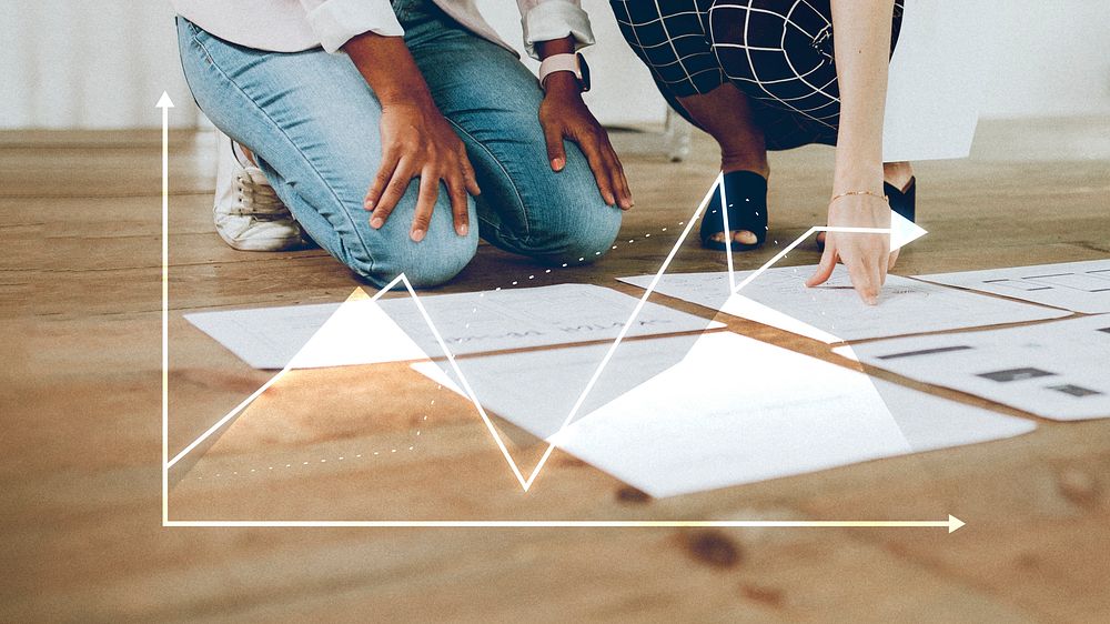 Sit on the floor planning a business strategy mockup