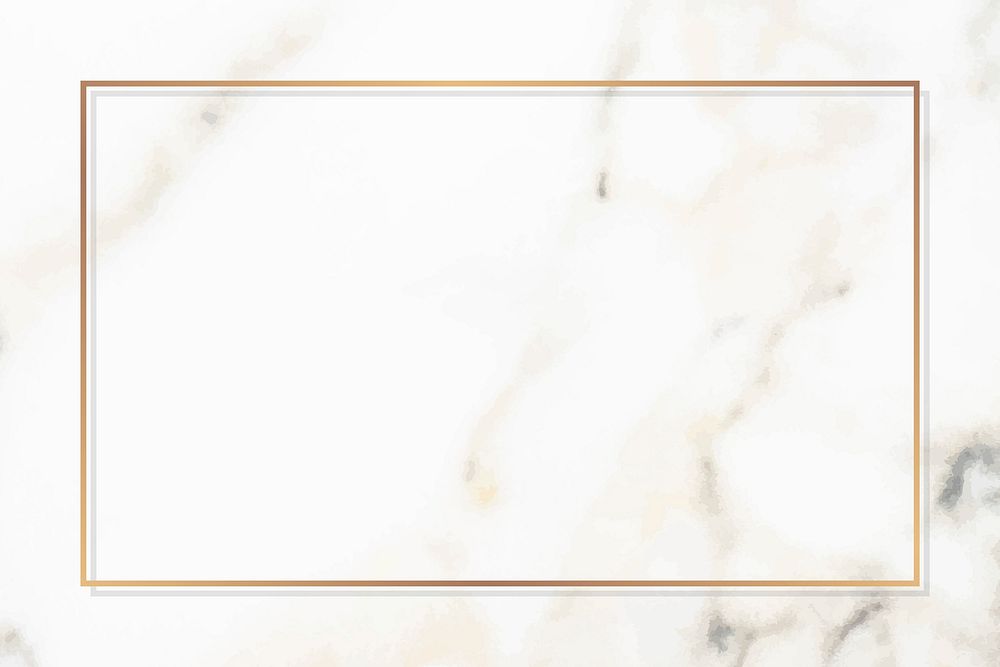 Rectangle gold frame on a white marble vector