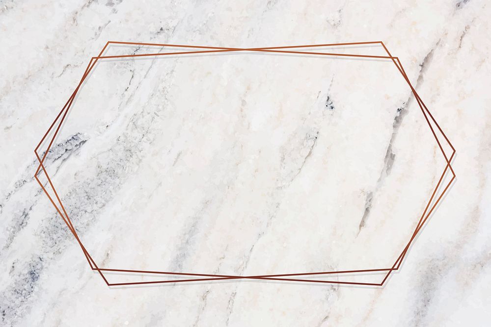 Hexagon bronze frame on a marble vector
