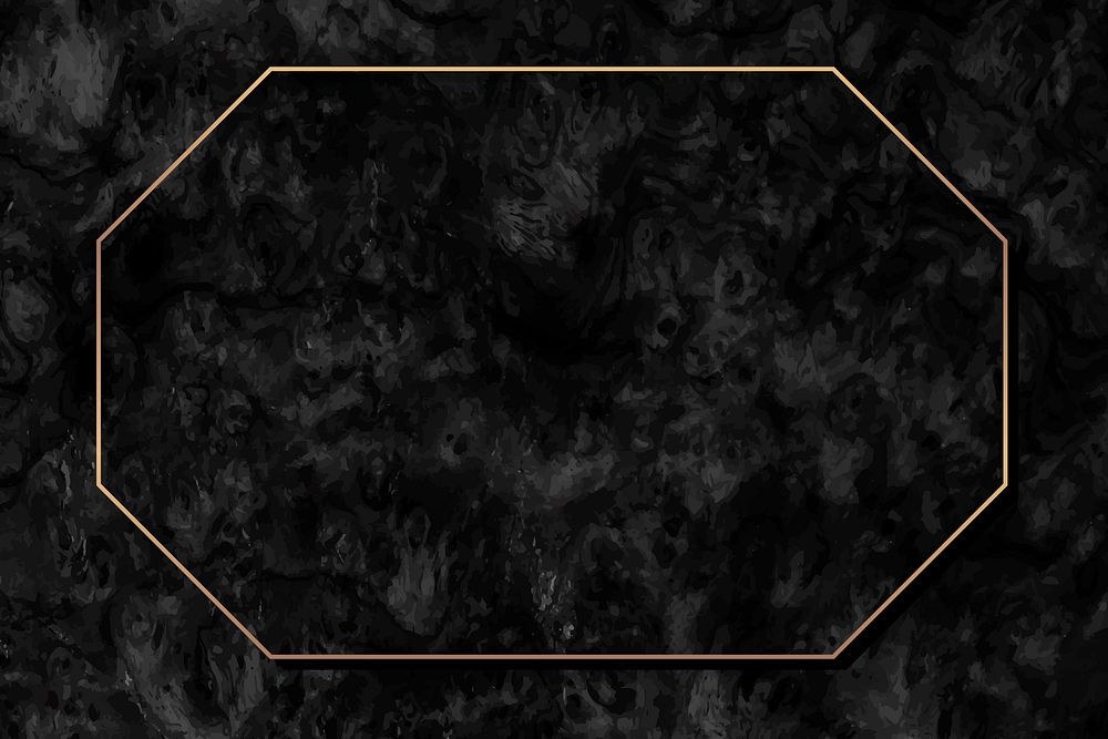 Octagon gold frame on black background vector